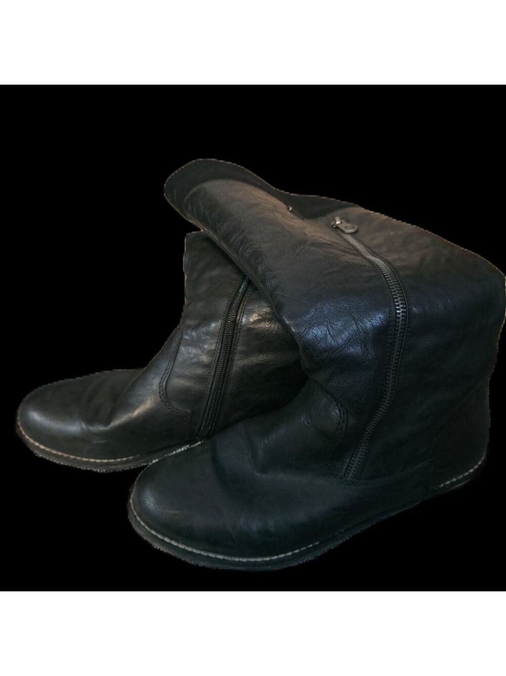 4/$67 Deal! Black Leather Boots with Zipper